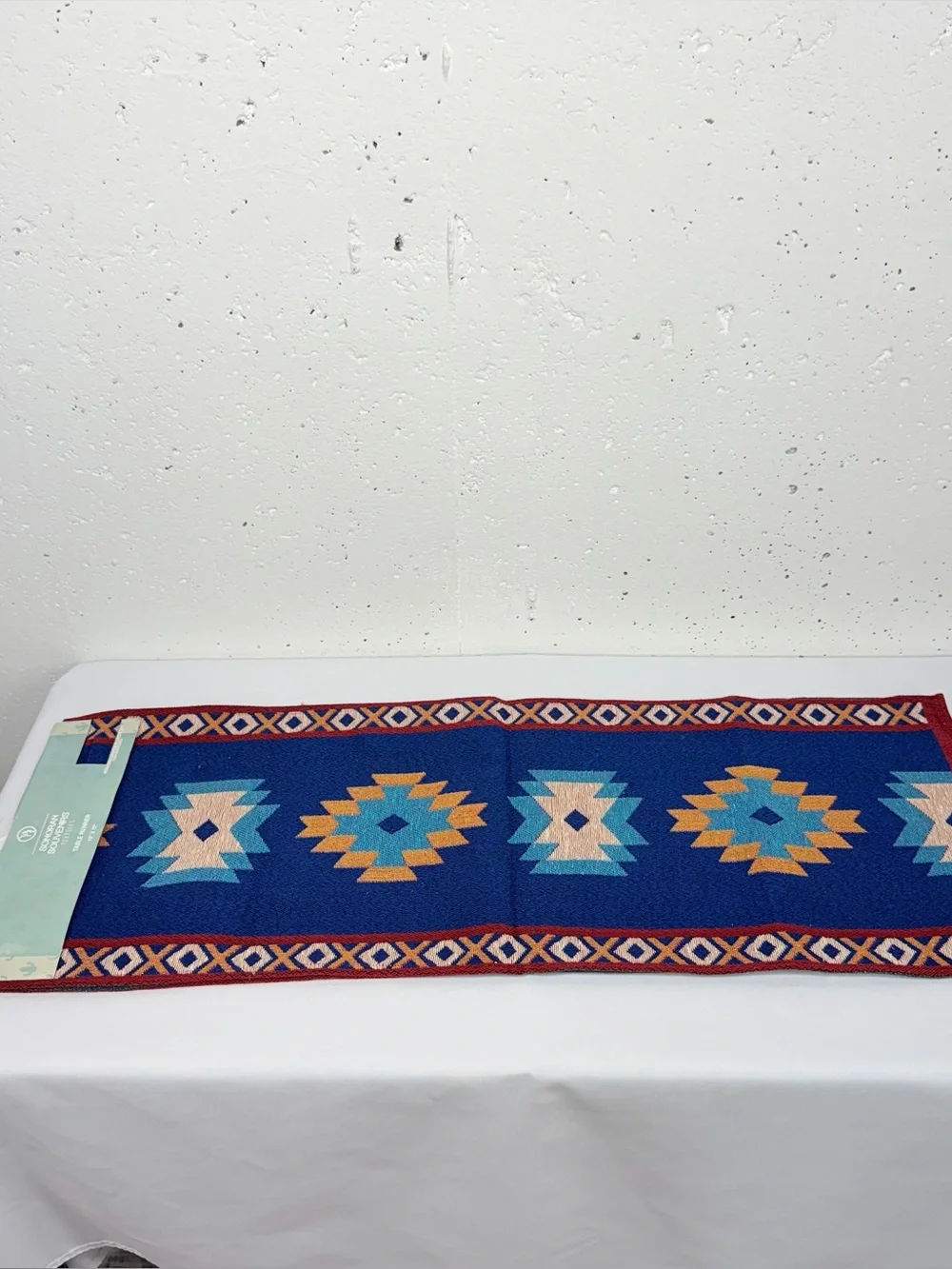 Sonoran Souvenirs Blue Red Southwest Table Runner 13” x 72” NEW